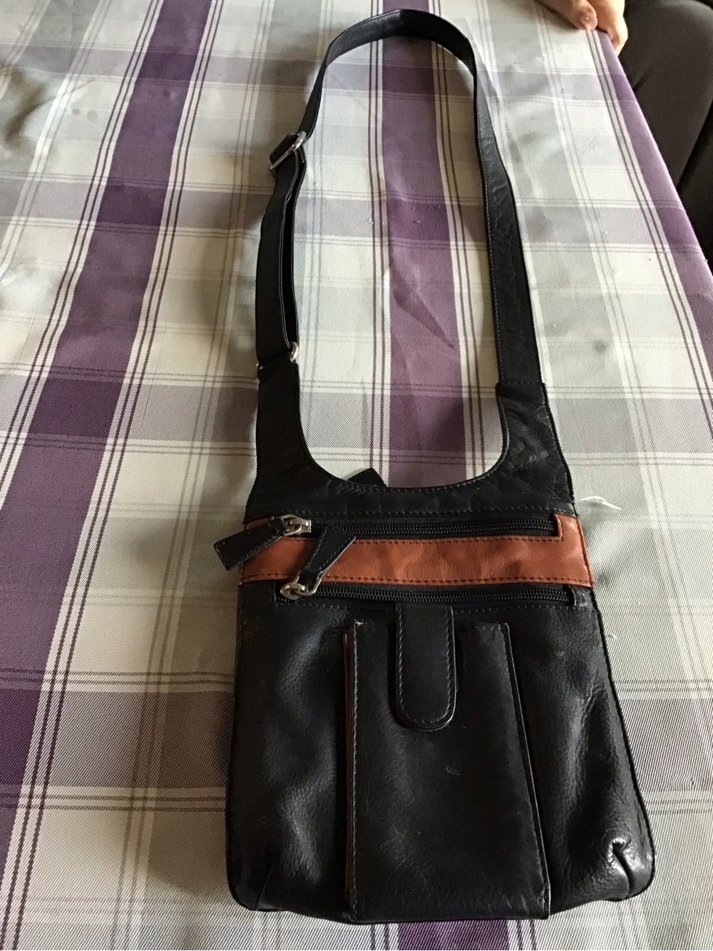 Black and Brown Leather Crossbody Bag -